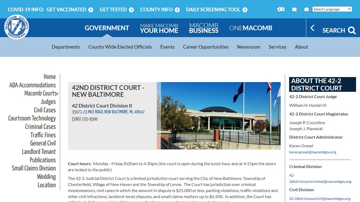 42 District Court New Baltimore | Macomb County